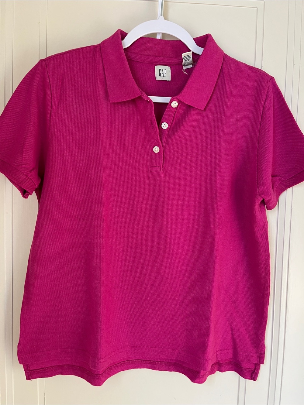 GAP Short Sleeve Polo Shirt Knit Top Vintage Y2K Fuchsia